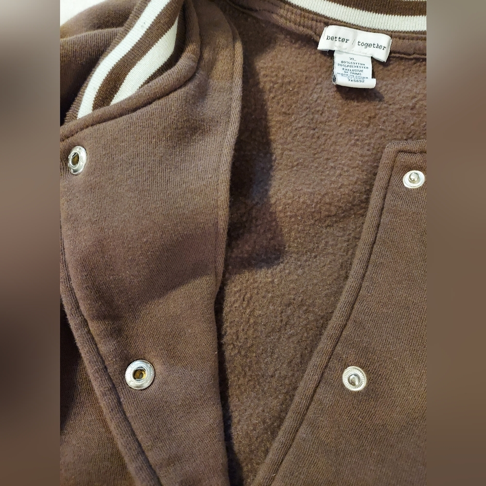 Better Togerher New York 95 Chocolate Brown Knit Bomber Jacket - Picture 6 of 7